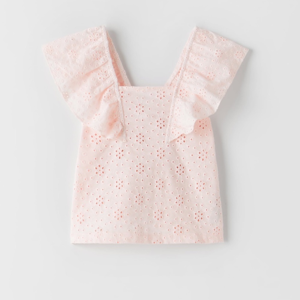 Zara Kids Embroidered Ruffled Top